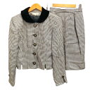【中古】IL GUSTO フォーマル セットアップ ウール混 シルク混 千鳥格子柄 38 黒 ブラック 白 ホワイト レディース 【ベクトル 古着】 250708