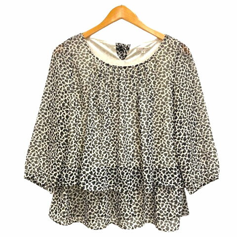 【中古】BOOGIE WOOGIE シャツ ブラウス シフォン 薄手 七分袖 38 黒 ブラック 白 ホワイト レディース 【ベクトル 古着】 250708