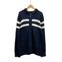 【中古】バナナリパブリック BANANA REPUBLIC カーディガン 長袖 フード ボーダー コットン 971659-00 L 紺 ネイビー 白 ホワイト メンズ 【ベクトル 古着】 250715