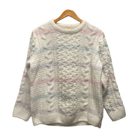 【中古】ジェラートピケ gelato pique ナイトウェア ニット プルオーバー クルーネック ボーダー 長袖 F マルチカラー レディース 【ベクトル 古...