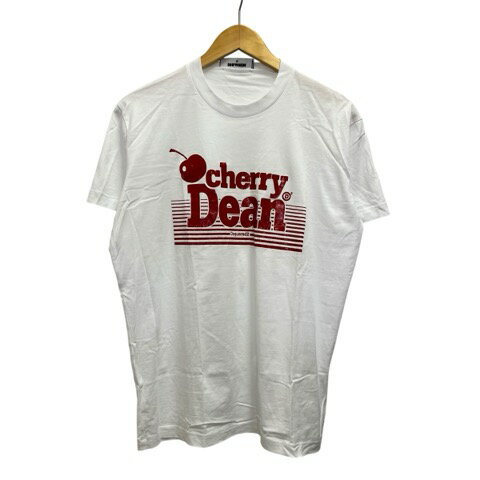 【中古】ディースクエアード DSQUARED2 Tシャツ 半袖 クルーネック プリント コットン 02PR/2018/279/1 M 白 ホワイト 赤 レッド メンズ 【ベクトル 古着】 251011