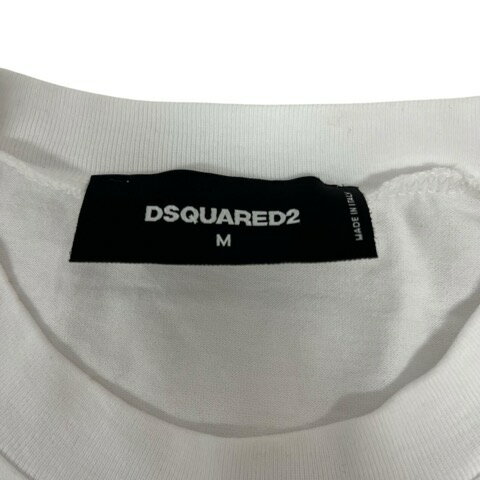 【中古】ディースクエアード DSQUARED2 Tシャツ 半袖 クルーネック プリント コットン 02PR/2018/279/1 M 白 ホワイト 赤 レッド メンズ 【ベクトル 古着】 251011