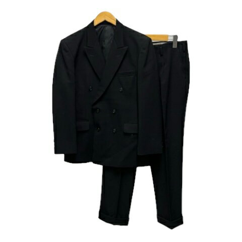 【中古】サンタフェ SANTAFE スーツ フォーマル セットアップ ダブル ジャケット パンツ コットン 無地 黒 ブラック メンズ 【ベクトル 古着】 251024