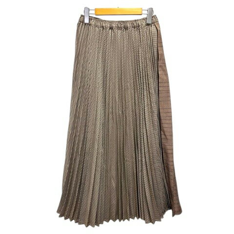 【中古】LUCA LADY LUCK LUCA ルカ レディラックルカ スカート プリーツ フレア 千鳥格子 ロング丈 茶 ブラウン ベージュ レディース 【ベクトル 古着】 251113