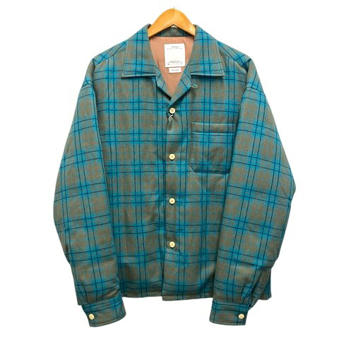 未使用品 ビズビム VISVIM 0125105013001 KEESEY CHECK DOWN JKT カジーチェックダウンジャケット ウール混 リネン混 長袖 2 青 ブルー 茶 ブラウン メンズ  260125