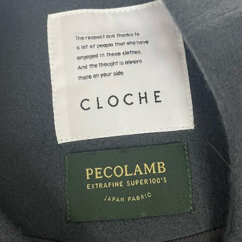 【中古】クロシェ CLOCHE ノーカラーコート 長袖 無地 950-84001 2 グレー レディース 【ベクトル 古着】 260201