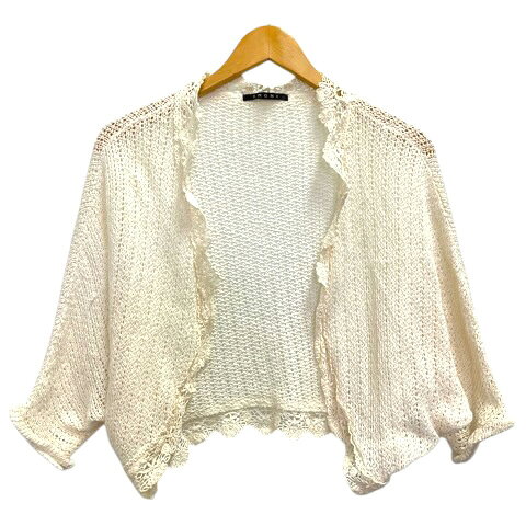 Tops - 【中古】イング INGNI カーディガン ボレロ ニット レース 刺繍 ドルマンスリーブ M 白 アイボリー レディース 【ベクトル 古着】 260224