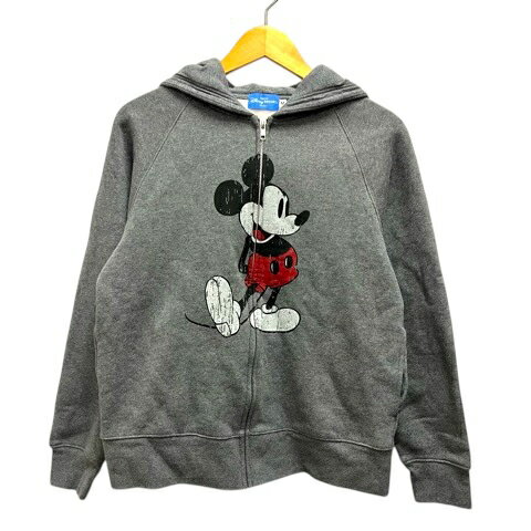【中古】ディズニー Disney パーカー ジップアップ フーディー ミッキープリント 長袖 М グレー レディース 【ベクトル 古着】 260309