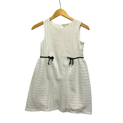 【中古】ザラガールズ ZARA Girls ミニワンピース ノースリーブ クルーネック レース コットン 9006/602/251 140 白 ホワイト 黒 ブラック キッズ 【ベクトル 古着】 260304