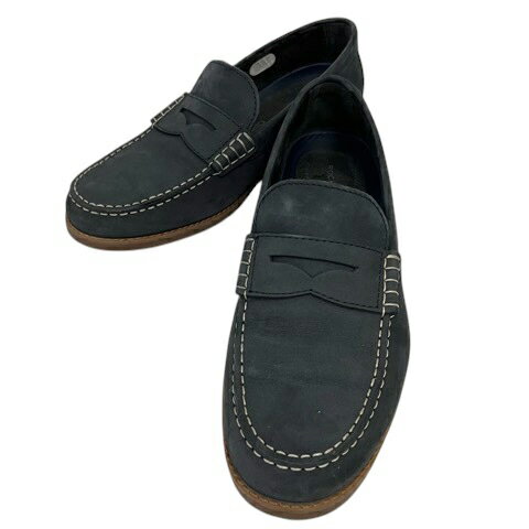 【中古】ROCKPORT ローファー コインローファー ペニーローファー モカシン スエード ロゴ ステッチ 無地 27.0cm ネイビー 紺色 メンズ 【ベクトル 古着】 260417