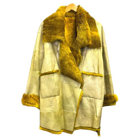 【中古】GILLESRICART コート ファー メタリック アシンメトリー L ゴールド 茶 ブラウン レディース 【ベクトル 古着】 260416