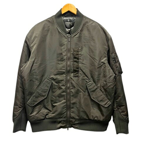 【中古】ユニクロ UNIQLO +J ハイブリッドダウンオーバーサイズMA-1ブルゾン ダウンジャケット ナイロン フェザー混 長袖 XL カーキ メンズ 【ベクトル 古着】 260709