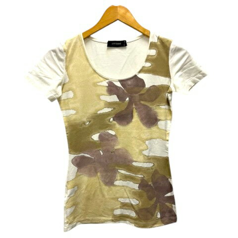 チヴィディーニ CIVIDINI Tシャツ クルーネック ストレッチ プリント 半袖 38 白 ホワイト レディース  260612