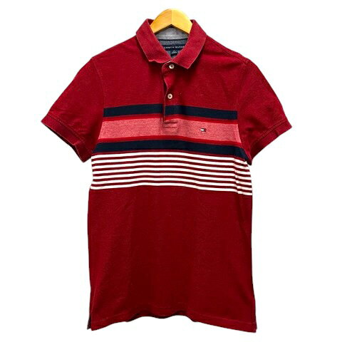 【中古】トミーヒルフィガー TOMMY HILFIGER ポロシャツ カットソー コットン ワンポイントロゴ 半袖 S 赤 レッド メンズ 【ベクトル 古着】 260619
