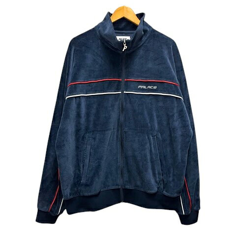 パレス Palace 25SS PIPED VELOUR FUNNEL ブルゾン ジャンパー ジャージ ベロア ロゴ刺繍 長袖 XL 紺 ネイビー メンズ  260714