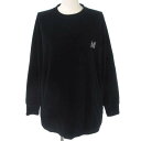 【中古】ニードルス ニードルズ Needles ビームスボーイ BEAMS BOY 別注 VELOUR CREW Tシャツ カットソー 長袖 ベロア パピヨン バタフライ 蝶 刺繍 ワンポイント コットン ブラック 黒 XS レディース 【ベクトル 古着】 230210