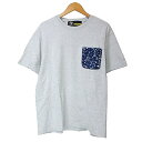 【中古】エフエーティー FAT Tシャツ 半袖 カットソー ボーダー プリント ワッペン クルーネック FAT 大きいサイズ XL グレー X メンズ 【ベクトル 古着】 231208