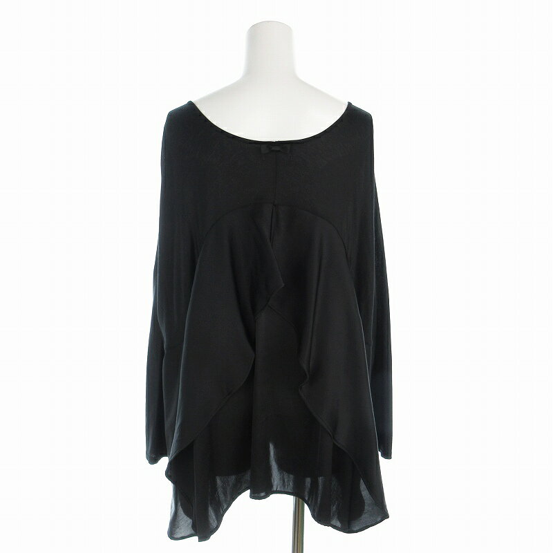 【中古】ランバンオンブルー LANVIN en Bleu バックフリルドルマンカットソー チュニック 38 S 黒 ブラック 3386708 /US レディース 【ベクトル 古着】 241021