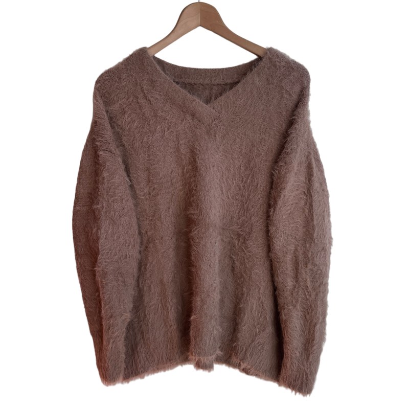 【中古】センスオブプレイス バイ アーバンリサーチ Sense of Place by Urban Research セーター Vネックフェザーニット Free ブラウン 茶 レディース 【ベクトル 古着】 241008
