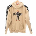 【中古】カッパ kappa ONE PIECE ルフィフーディ プルオーバーパーカ グラフィックプリント BANDAテープ S ベージュ KLA52KT51 /...