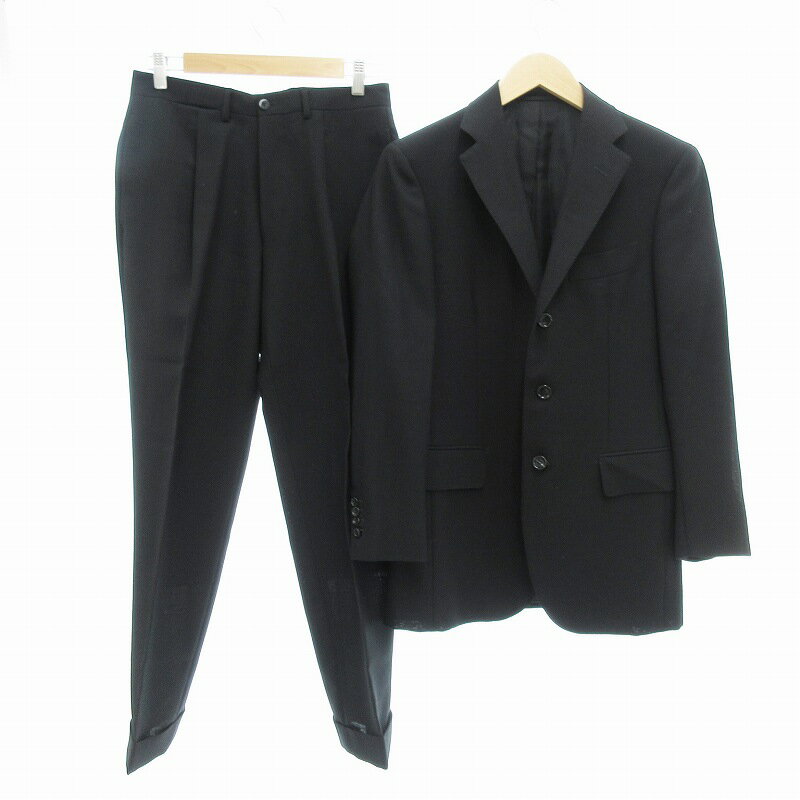 【中古】サルトリオ SARTORIO シングルスーツ セットアップ ジャケット パンツ 3B サイドベンツ ウール 44 黒 /JS ☆AA★ メンズ 【ベクトル 古着】 250401