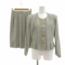 【中古】FORE&MORE セットアップ ノーカラージャケット スカート 金ボタン チェック 9 水色系 /UO ■GY99 レディース 【ベクトル 古着】 2...