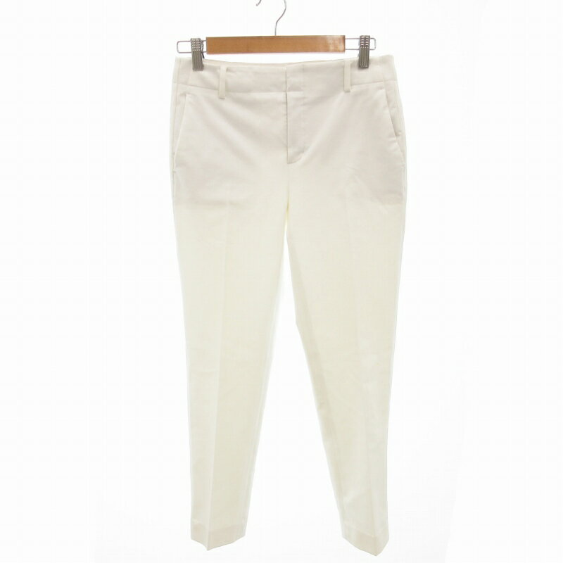 【中古】ミッシェルクラン MICHEL KLEIN ストレッチクロップドパンツ スラックス センタープレス スリム リネン混 36 S 白 ホワイト FMLGG-34170 /FT ■GY99 レディース 【ベクトル 古着】 250425