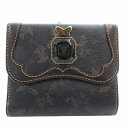 【中古】アナスイ ANNA SUI 三つ折り財布 ウォレット がま口 総柄 ロゴ レザー 茶 ブラウン /GV ■GY99 レディース 【ベクトル 古着】 25...