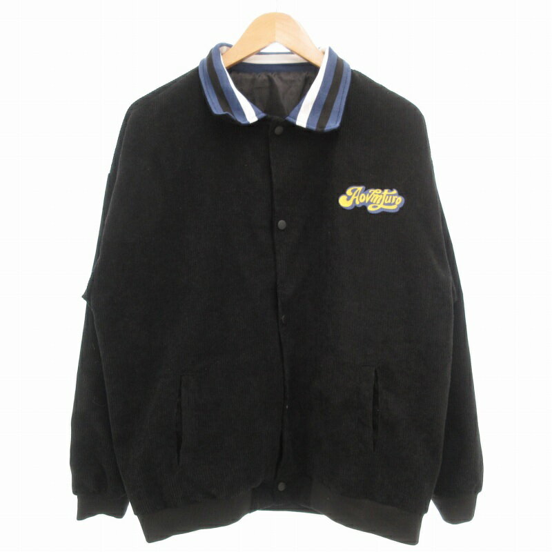 【中古】MGU エクステンド コーデュロイジャケット ブルゾン ジップアップ プリント XL 黒 ブラック /GV レディース 【ベクトル 古着】 250512