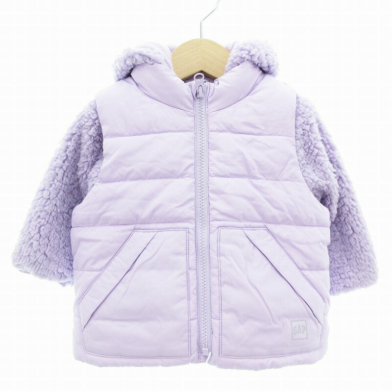 【中古】未使用品 ベビーギャップ BABY GAP 3 In 1 タグ付き ボアジャケット ベスト 2WAY フード 80 紫 パープル /AE キッズ 【ベクトル 古着】 250510