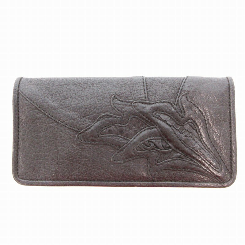 【中古】イビサ IBIZA 長財布 ロング フラップタイプ レザー 黒 ブラック /UD メンズ 【ベクトル 古着】 250529