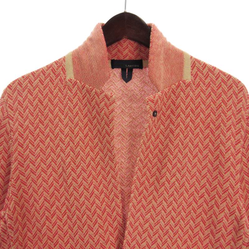 【中古】ラルディーニ LARDINI テーラード ジャケット ニット ヘリンボーン柄 イタリア製 コットン リネン 赤系 レッド系 XXS アウター メンズ 【ベクトル 古着】 250623