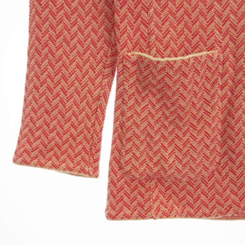 【中古】ラルディーニ LARDINI テーラード ジャケット ニット ヘリンボーン柄 イタリア製 コットン リネン 赤系 レッド系 XXS アウター メンズ 【ベクトル 古着】 250623