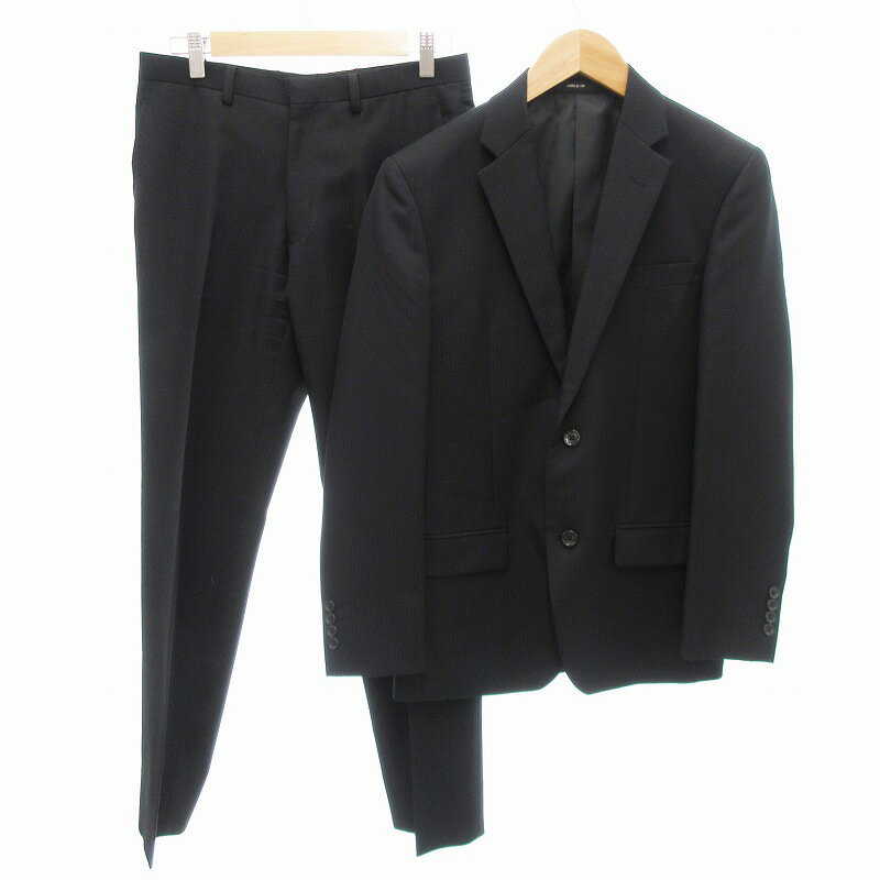 【中古】コムサイズム COMME CA ISM スーツ セットアップ ビジネス テーラードジャケット パンツ 2B シャドーストライプ S 黒 ブラック /JS...