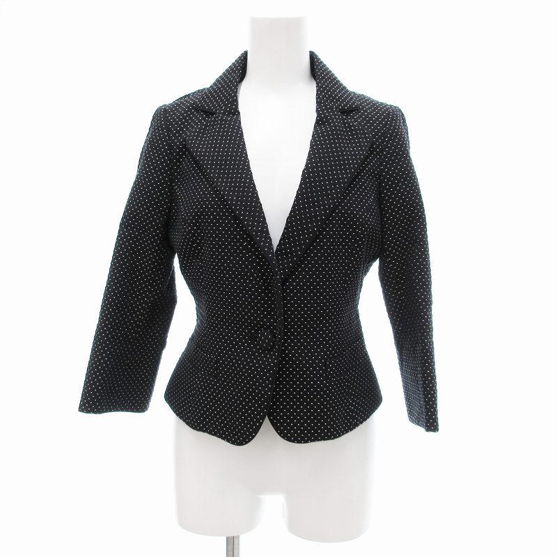 【中古】ダイアグラム グレースコンチネンタル Diagram GRACE CONTINENTAL テーラードジャケット ブレザー 1B 総裏地 ノッチドラペル ドット 36 ブラック /JS ■FF レディース 【ベクトル 古着】 2507...
