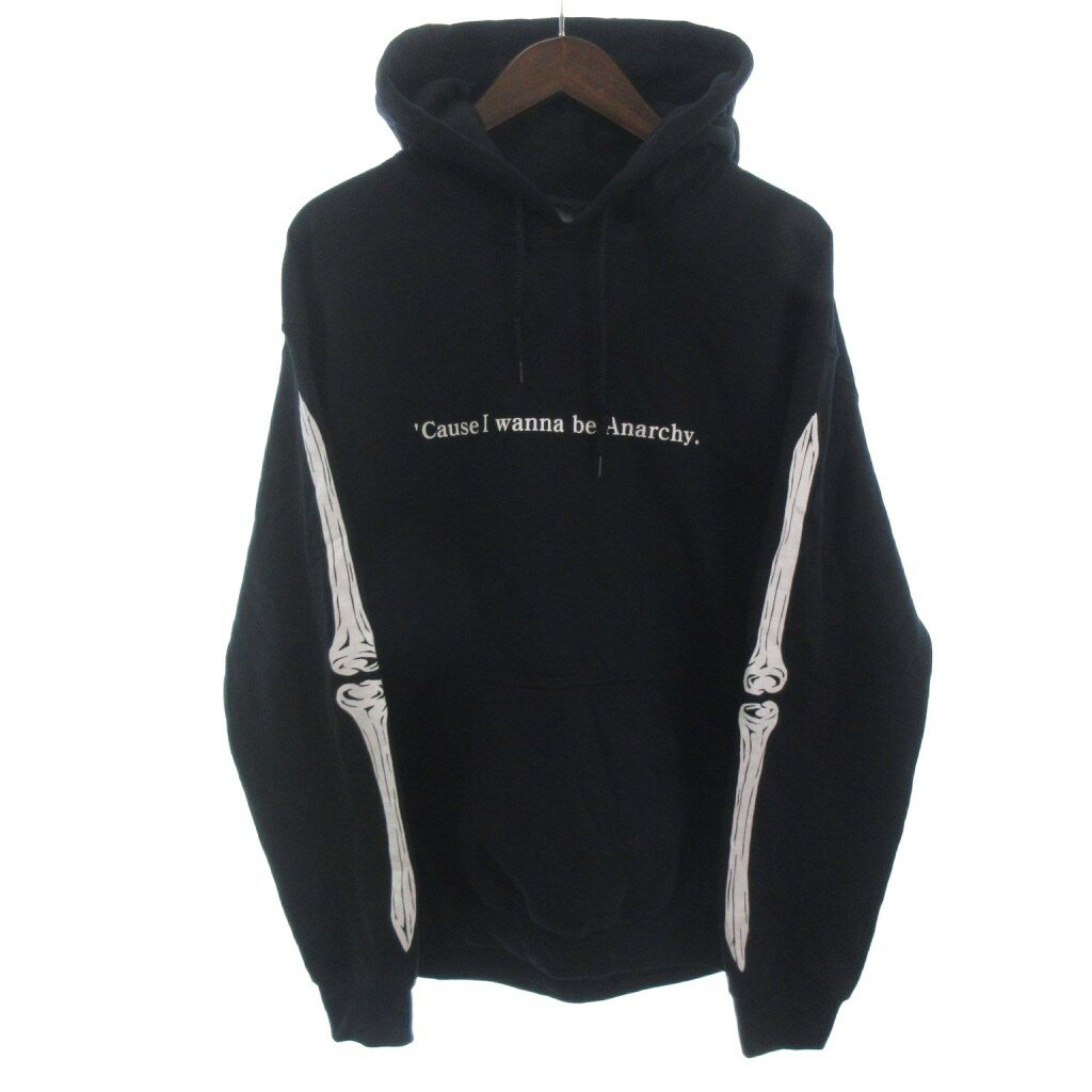 【中古】アンチカントリークラブ ANTi country club ボーン プリント ロゴ フーディー プルオーバー パーカー 黒 ブラック M メンズ 【ベクトル 古着】 251004