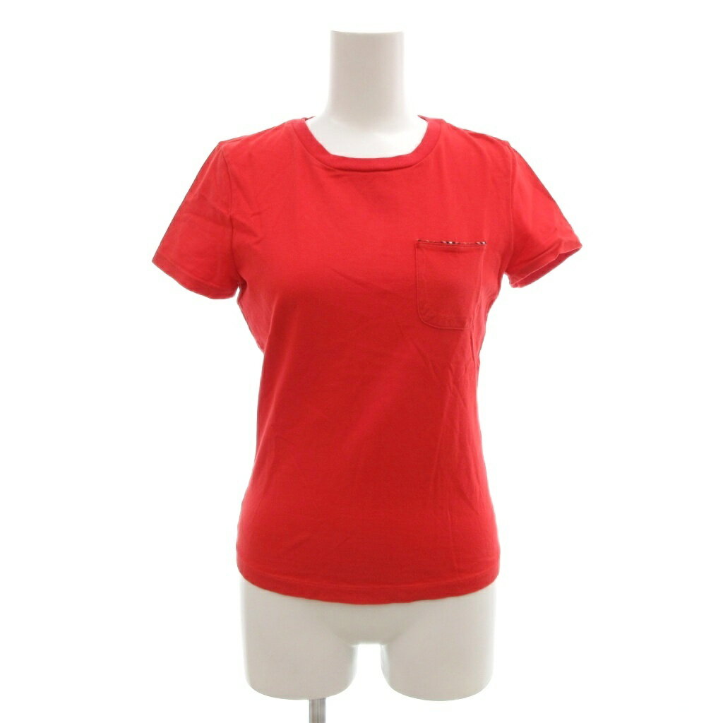 【中古】バーバリーブルーレーベル BURBERRY BLUE LABEL Tシャツ カットソー M 半袖 クルーネック 胸ポケット 赤 レッド /NU ■ECT レディース 【ベクトル 古着】 251215