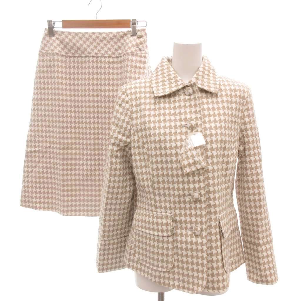 Skirt Suits - 【中古】未使用品 タグ付き シーピーエー C.P.A. セットアップ 千鳥格子 ジャケット フレアスカート 11AR ベージュ 白 ホワイト /TZ 【ベクトル 古着】 260130
