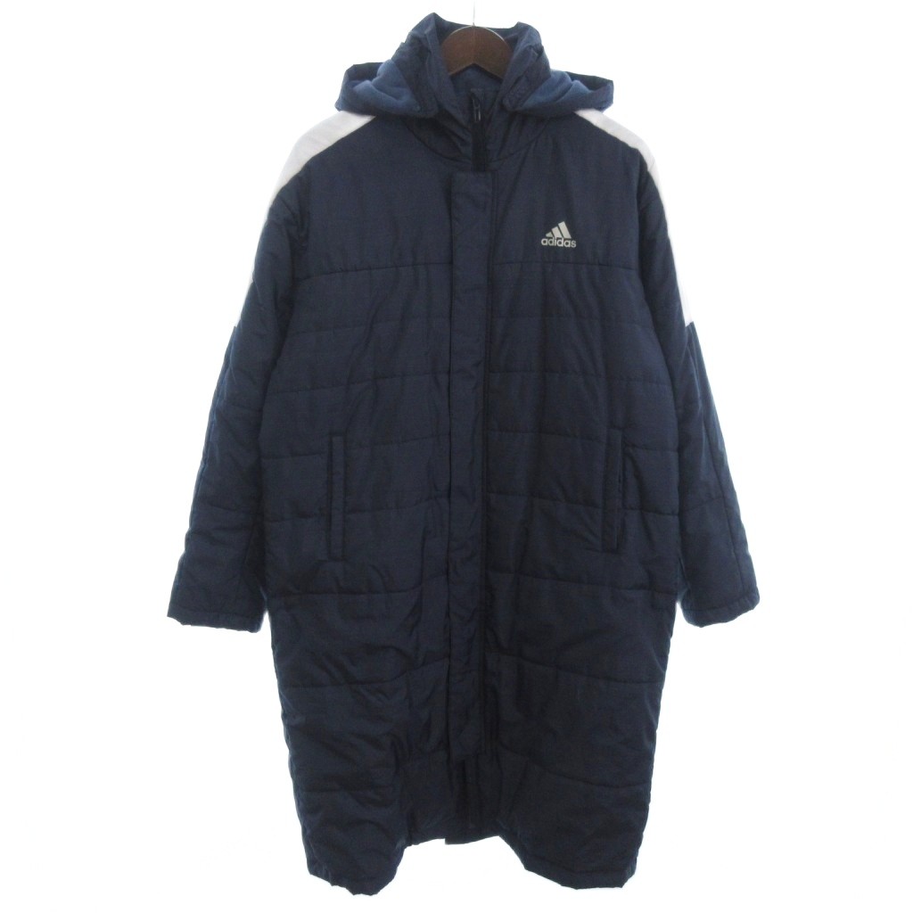 【中古】アディダス adidas ベンチコート 中綿 ロング ネイビー系 160 ジュニア キッズ 【ベクトル 古着】 260210