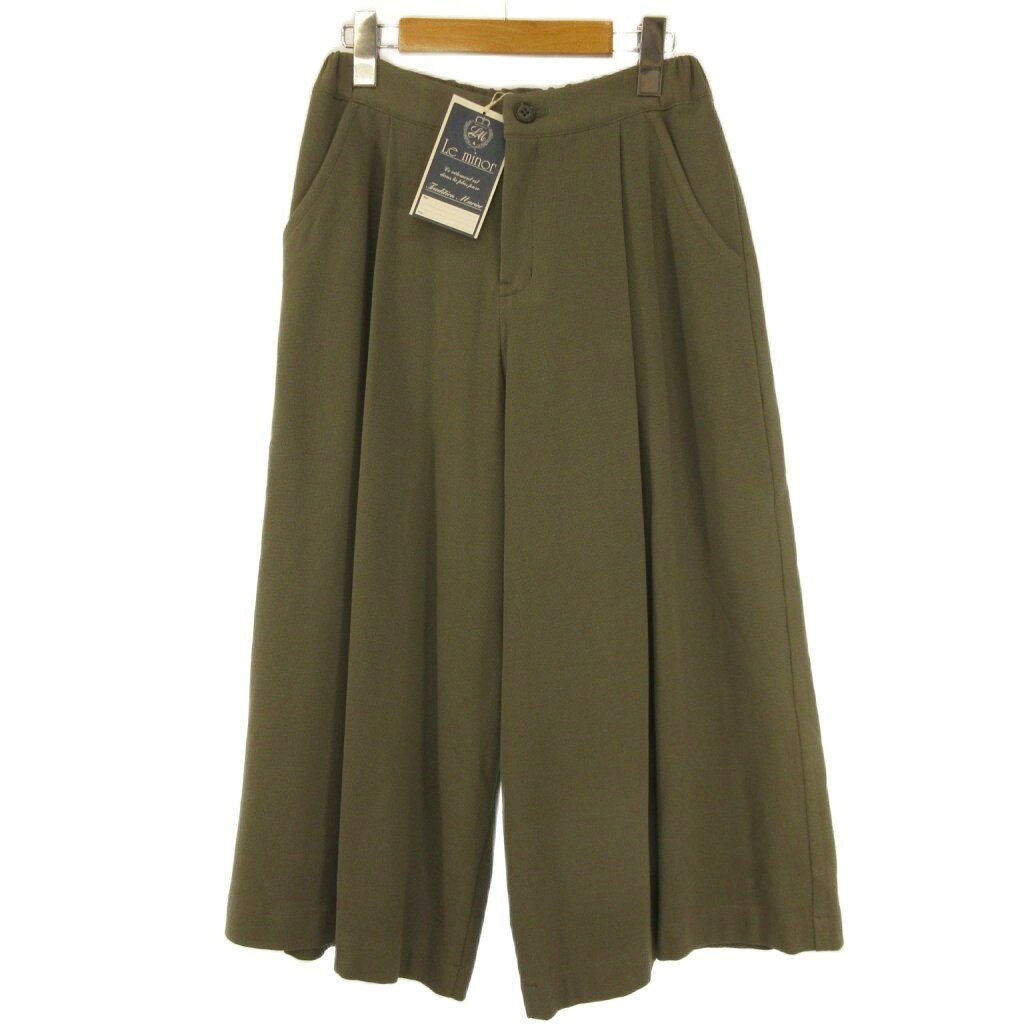 未使用品 ルミノア Leminor ガウチョパンツ タック ストレッチ グレー系 グリーン系 36 レディース  260220