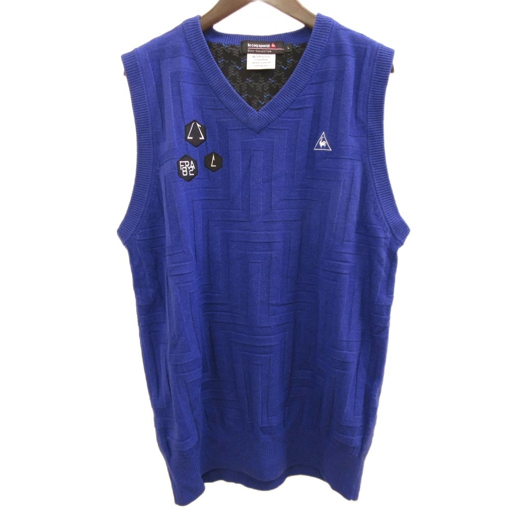 樂天商城 - 【中古】ルコックスポルティフ le coq sportif ニットベスト プルオーバー 総柄 L 紫 パープル メンズ 【ベクトル 古着】 260314
