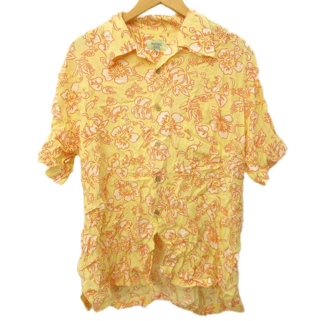 【中古】ヴィンテージ VINTAGE equatotial island アロハシャツ 半袖 花柄 L 黄 イエロー ■GY99 メンズ 【ベクトル 古着】 260327