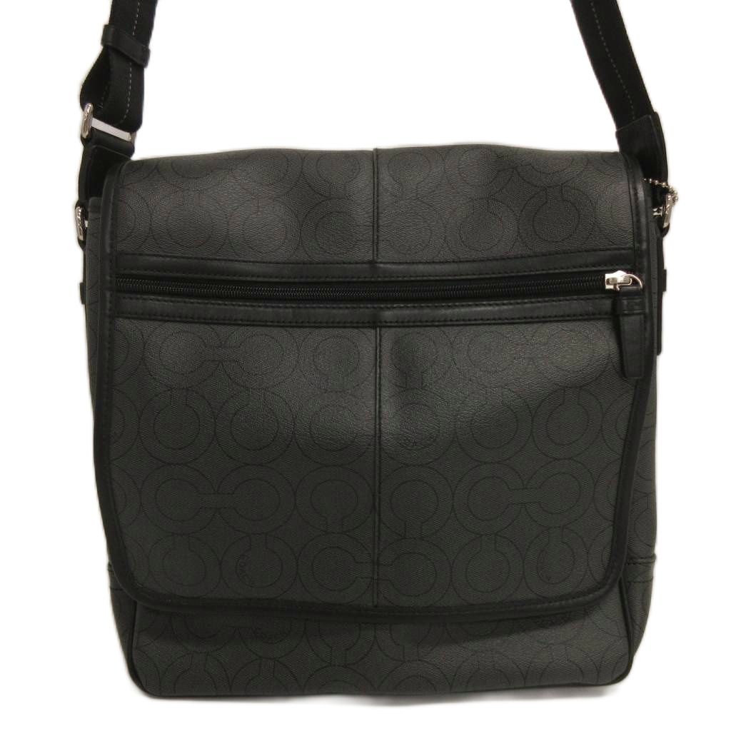 【中古】コーチ COACH オプアート ショルダーバッグ 70262 ダークグレー ブラック系 ■SK メンズ 【ベクトル 古着】 260424(4.0)