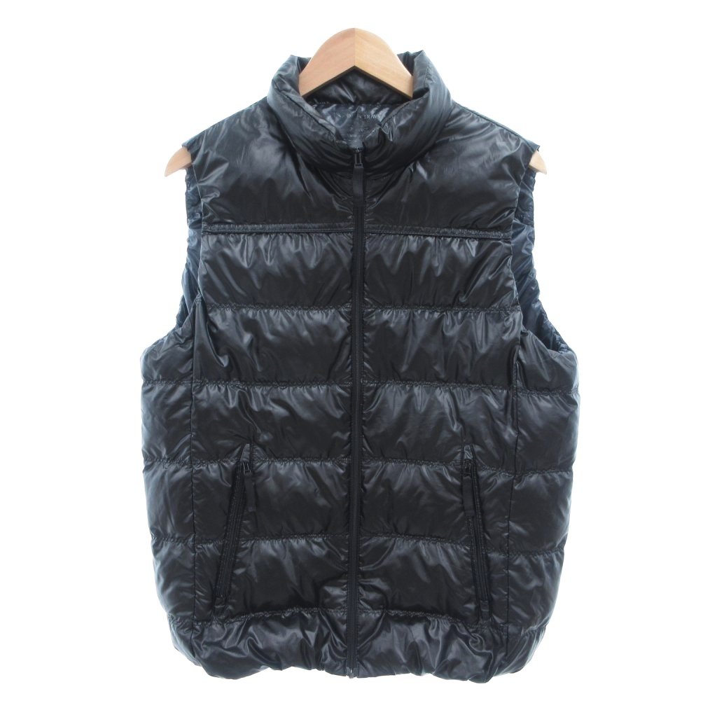 【中古】ユニクロ UNIQLO ダウンベスト プレミアムダウンライト XL 黒 ブラック スタンドカラー ジップアップ /NL ■ECB004 メンズ 【ベクトル 古着】 260507
