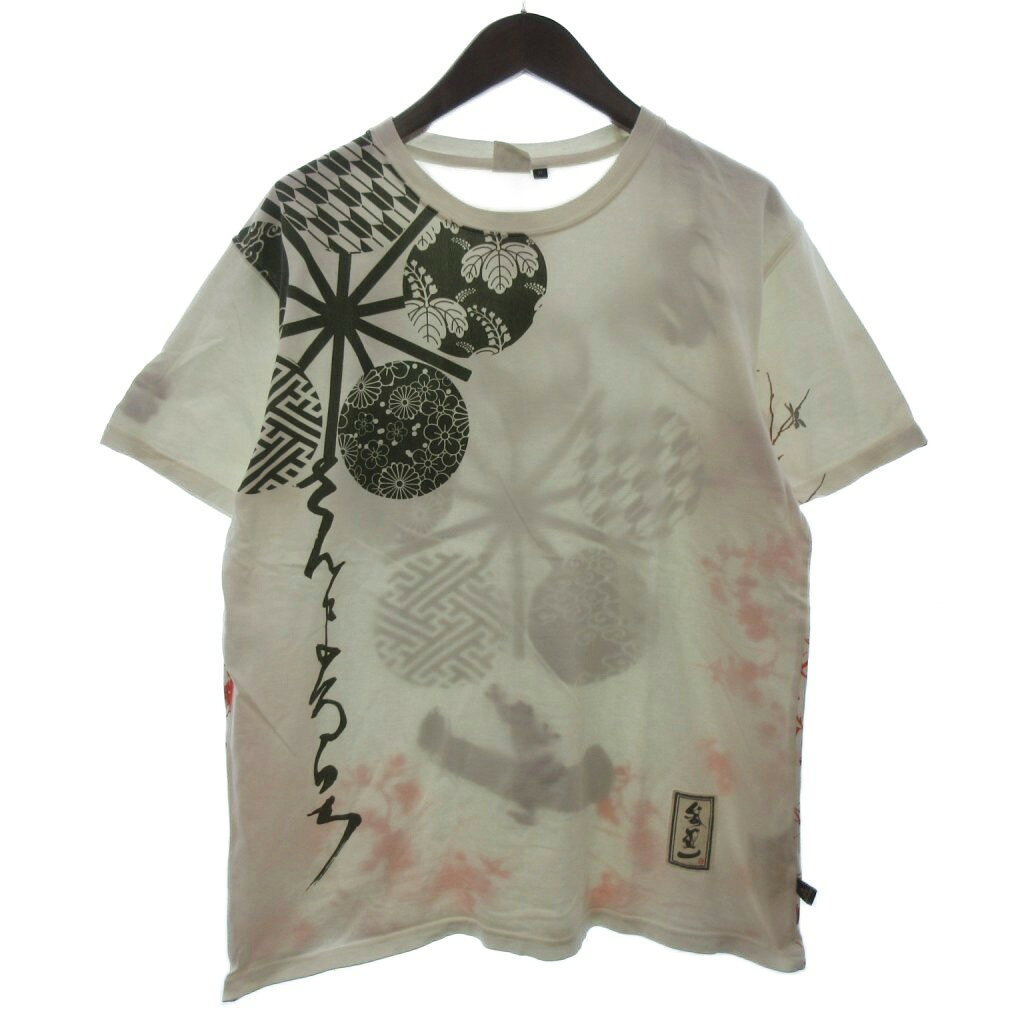 【中古】参丸一 サンマルイチ 半袖 Tシャツ 和柄 ホワイト XL メンズ 【ベクトル 古着】 260512