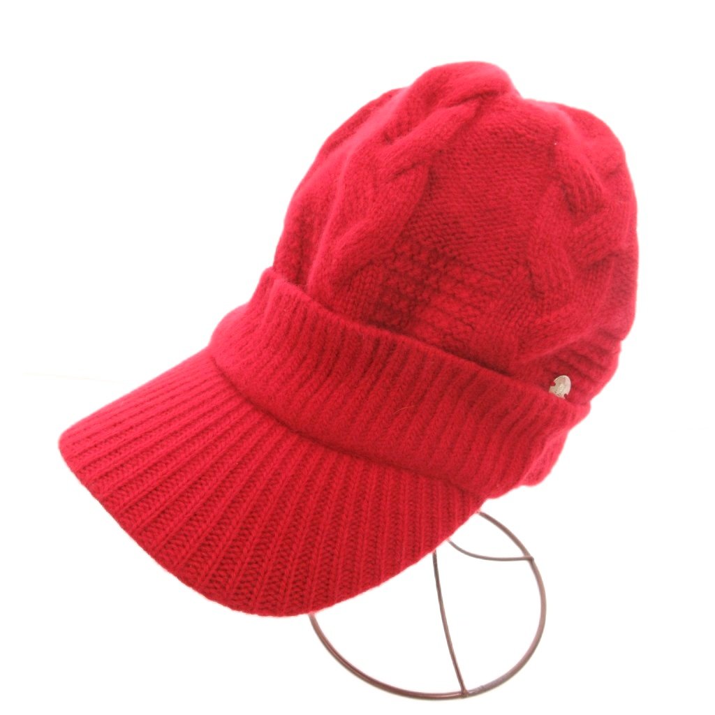【中古】ランバン スポール LANVIN SPORT 美品 ニット キャップ F 赤 レッド ケーブルニット ウール /SJ レディース 【ベクトル 古着】 260529