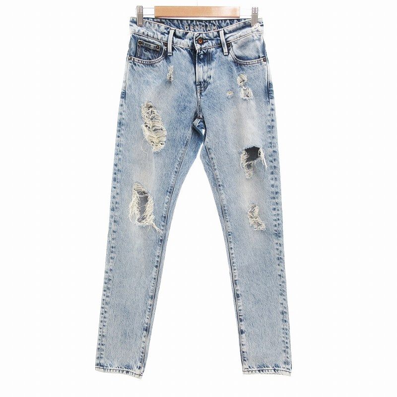 [Used] Denham MONROE GIRLFRIEND TAPERED FIT Denim Jeans, Candiani Fabric, Distressed Finish, W22 L30 XXS, Indigo Blue, Women's, GY0 [Vector Used Clothing] 260610