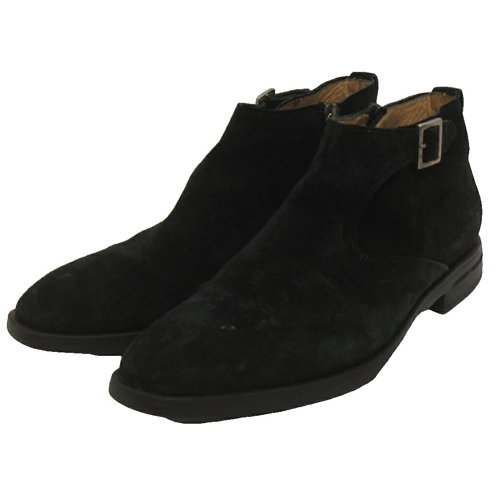 【中古】フランコリオーネ Franco Lione スエード ショートブーツ 黒 ブラック 41 25.0-25.5cm位 メンズ 【ベクトル 古着】 260626