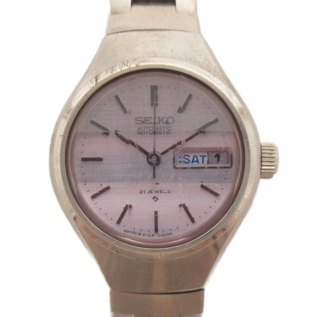 【中古】セイコー SEIKO 腕時計 自動巻 21石 デイデイト シルバーカラー ジャンク レディース 【ベクトル 古着】 260703