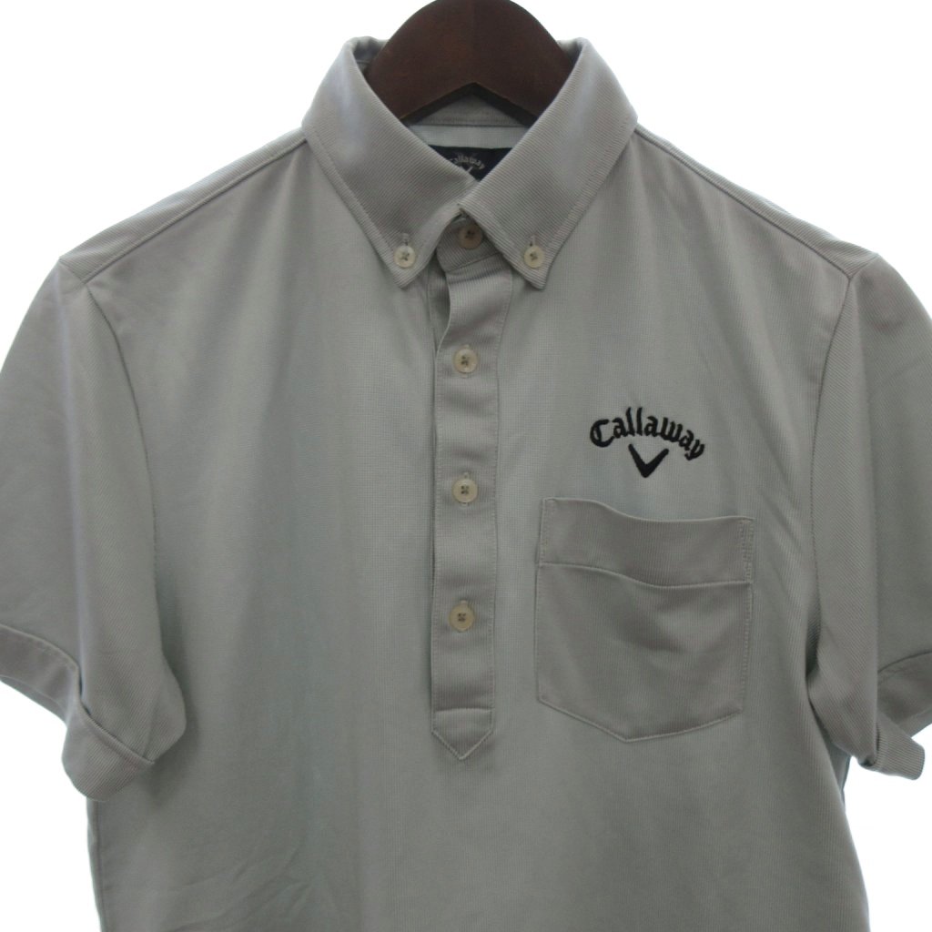 【中古】キャロウェイ CALLAWAY ボタンダウン ポロシャツ 半袖 ストライプ ゴルフ...